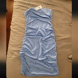 Ruched Light Blue Bodycon Dress